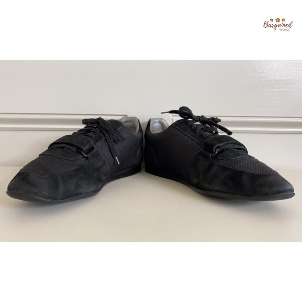 Authentic Louis Vuitton Black Mesh & Suede LV Logo Low Top Sneakers 38/8 - Picture 10 of 13